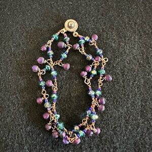 Chic Beaded Bracelet with Purple and Blue Accents